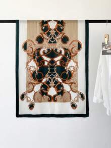 1PcVintage Chain Print Large Scarf, Soft Faux Cashmere Warm Shawl Wrap, Retro Old Money Style Fashion Neck Scarf For Women - Multicolor - View 12