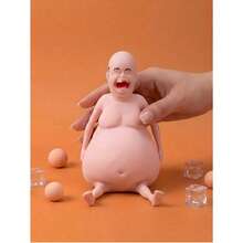 1pc Funny Bald Man Squeeze Toy, Creative Human-Shaped Stress Relief Toy, Soft Elastic TPR Fingertip Toy, Humorous Prank Toy, Anxiety Relief Hand Gadget, Quirky Desk Decor, Perfect Prank Gift For Parties And Birthdays, Suitable For Children And Teenagers - Multicolor - View 5