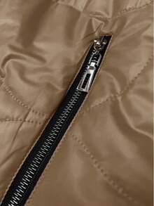 Autumn Jacket With A Detachable Hood, Straight Cut, Length Below The Hips. - Khaki - View 3