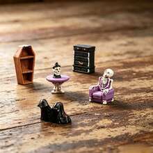 6pcs Ghost Skeleton Furniture Statue Set, Suitable For Room Decoration, Desktop Ornament, Resin Craft, Micro Landscape DIY Decoration Accessories, Applicable For Halloween Theme Party Decor - A - View 1