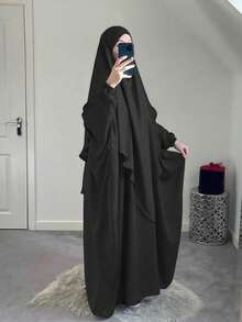 2件組 Khimar 希賈布祈禱面紗 + Abaya 長袍，寬鬆舒適的穆斯林女裝，適合日常穿著與祈禱，四季皆宜 - 彩色 - 查看 16