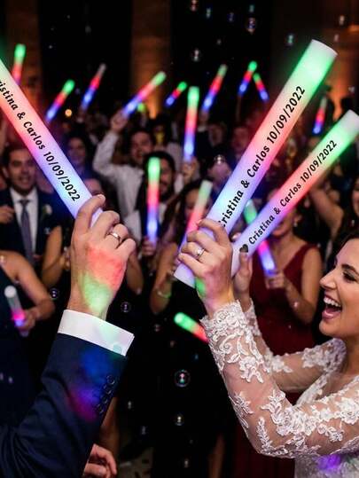 1/12/16/20/24 piezas Pegatinas transparentes personalizadas DIY, Pegatinas de decoración para bodas y fiestas, Etiquetas transparentes personalizadas para varitas de espuma luminosas, Etiquetas ajustables para varitas luminosas (Solo pegatinas), Varitas luminosas, Pegatinas de etiquetas para regalos de fiesta, Regalos personalizados