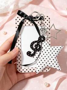 Exquisite Polka Dot ID Card Holder, Music Element Hanging Card Sleeve, Lucky Star Card Pouch, Wavy Transparent Card Holder With Keychain, Delicate Girl Accessory, Work Badge Protector; No RFID Function, With Detachable Keychain And Detachable Lanyard/Pendant - With ID Window And Card Slot, Suitable For ID Card, Student ID, Meal Card, Work Pass And Subway Access Card, Back To School Essential, Ideal Gift For Girls - Multicolor - View 4