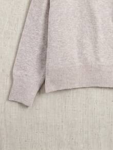 Women's Comfortable Knit Sweater, Soft Pullover, Red Stitch Collar, Casual Loose Warm Pullover, Suitable For Christmas And Holiday Street Wear - Apricot - View 6