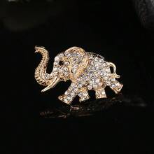 1pc Vintage Alloy Rhinestone Inlaid Luxury Gorgeous Elephant Brooch, Suitable For Women To Wear On Dresses, Coats, Scarves, Bags For Daily And Party Occasions - Elephant - View 2
