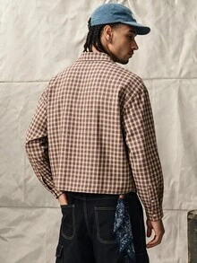 Norleigh 男士休閒商務格紋單排扣長袖襯衫，適合日常穿著 - 彩色 - 查看 2
