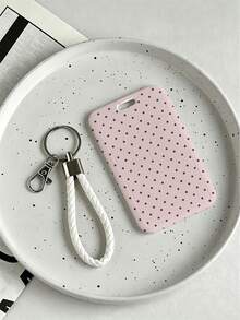 New Minimalist Polka Dot Pattern Card Holder (Card Holder + Keychain), Suitable For Student ID, Meal Card, Bus/Metro Card And Access Card, With Bag Hanging, Keychain, Wallet And Bank/Credit Card Storage Functions, Equipped With Sliding Cover Design And Lanyard, Made Of Durable Plastic Material, Sturdy And Long-Lasting, Effectively Protects Work Credentials, Essential For Holiday Travel And University Life (Printed Pattern Randomly Distributed) - Multicolor - View 6