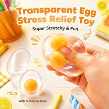 1pc Transparent Egg Stress Relief Toy, Soft Jelly Squeeze Fingertip Toy, Anxiety Relief, Portable Desktop Decompression Toy, Exquisite Relaxation Gift For Adults, Teenagers And Office Workers - Multicolor - View 1