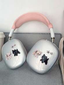 Cute Cat Theme Wireless Bluetooth Earphone Protective Case, Compatible With Apple Max – Soft And Durable, Shockproof; Cartoon Style, Designed For Women, Decorated With Charming Details - Cat Design - View 7