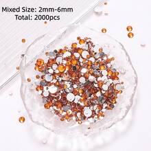 2mm-3mm-4mm-5mm-6mm Mixed Size 1440 Pieces/2000 Pieces/Pack Resin Rhinestone Color Non Heat Fixed Flat Back Adhesive Flash Foaming Rhinestone Jelly Beads For Mugs, Bottles, Rollers, Phone Cases, Handmade DIY Jewelry Accessories - Mixed Size - View 30