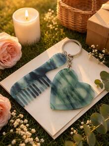 1pc Customized Laser Engraved Personalized Valentine's Day Heart Small Mirror Small Comb Decorative Keychain, Motel Keychain, Vintage Hotel Keychain, Women's Customized Name Car Keychain, Cute Bridesmaid Proposal Gift Keychain - Multicolor - View 11
