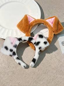 1pc Cute Spotted Dog Ear Headband, Cartoon Dog, Hairband, Non-Slip Plush Headband, Halloween Accessory, Hair Accessory - Multicolor - View 7
