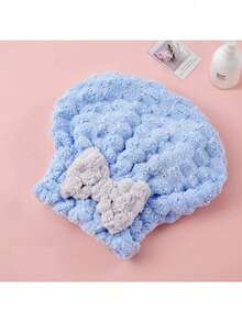 1pc Cloud Pattern Velvet Gold Turtle Velvet Bow Princess Hair Drying Cap Bath Cap Coral Fleece Wholesale New Quick Dry Elastic - Multicolor - View 7