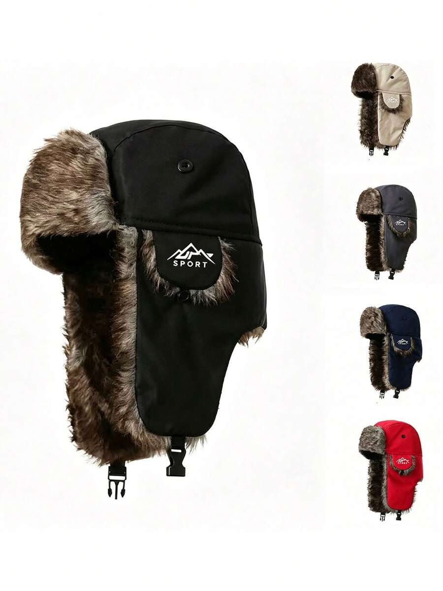 1pc Autumn/Winter Multi-Functional Cold-Proof Mountain Print Trapper Hat, Unisex Warm Ear Protection Aviator Hat Suitable For Daily Outdoor Cycling Wear - Multicolor - View 1