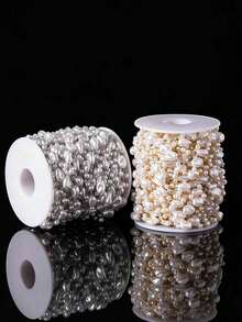 [Jewelry Making Accessories]100cm/39.37in Faux Pearl Chain, Suitable For Handmade Necklace, Bracelet, Pendant Making, Jewelry DIY Pearl Chain Making Accessories Wholesale - Multicolor - View 9