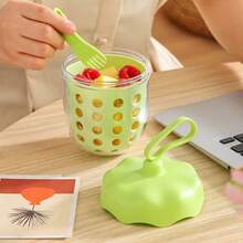 Strawberry Fruit Cup For Women, Double-Layer Colander Salad Cup With Fork And Silicone Handle, Outdoor Cup With Lid - Multicolor - View 9