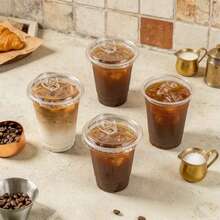 1/10/20/30/40/50/100pcs Clear Cups With Direct Drinking Lids, Transparent Design, Suitable For Coffee, Smoothies, Soda, Party Drinks, Bubble Tea And Iced Drinks, Party Beverage Clear Cups, Lid Function - Clear - View 6