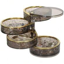 1 Pc 4‑Layer Rotatable Clear Jewelry Organizer Box, Transparent Jewelry Holder Case For Rings, Earrings, Necklaces, Bracelets, Makeup & Hair Accessories - Multicolor - View 9