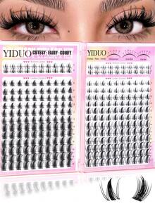 YIDUO Manga Spike Lash Clusters,280Pcs Wispy Individual Lashes D Curl Mixed Length 5‑16mm,DIY Eyelash Extension With Bottom Lashes,Fairy Wet Look Cluster Lashes,Beginners Friendly For Daily Party Halloween Christmas Makeup Gift - Multicolor - View 1