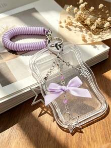 Scalable Star Card Holder Keychain,Durable Transparent ID Card Holder Set, With Detachable And Erasable Sliding Cover,Detachable Hanging Rope/Pendant - Multicolor - View 12