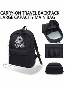 Mochila de nailon impermeable y resistente a las manchas, bolsillo de almacenamiento frontal de acceso rápido, apta para portátil de 14 pulgadas, para escuela secundaria, universidad, salidas góticas, fines de semana y recados - Multicolor - Ver 5