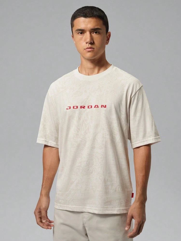 Jordan Men's AS BRK LSR GFX SS Crew Short Sleeve Knit Collarless T-Shirt TIM9995-030 - Beige - View 1