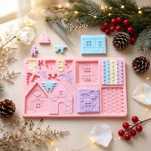 1pc Silicone Gingerbread House Baking Mold - Versatile Dessert Tray For Chocolate Cakes, ,Perfect For Holiday Candy, DIY Birthday Treats, And Gift Decorations - Multicolor - View 4