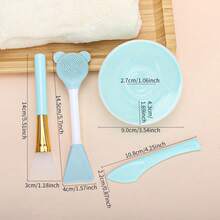 Silicone Face Mask Tool, Silicone Brush With Handle, Multi-Functional Double-Ended Brush, DIY Face Mask Mixing Bowl Set, Makeup Tool, Face Mask Mixing Tool, Suitable For Travel, Also Suitable As A Christmas Gift For Friends. - Multicolor - View 4