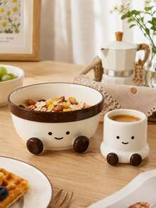 Cute Ceramic Bowl With 3D Feet, 800ml Large Salad Soup Ramen Bowl, Underglaze Color, Microwave And Dishwasher - Multicolor - View 12