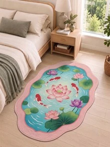 DAJIANG 1PC Lotus & Koi Fish Carpet Area Rug Suitable Bathroom, ,Outdoor, Indoor, Runner Corridor, Bedroom, Living Room, Beside Throw Rugs Machine Washable Rug, Easy Clean Entryway Mat, Anti-Slip Backing Rugs For Bedroom Decor Bathroom Decor Fall Decor - Multicolor - View 4