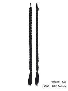 2pcs Extra Long Braided Ponytail Hair Extensions, Includes Hairband, Natural Soft, Suitable For Women Daily Wear, 36 Inch, Black - Black - View 2