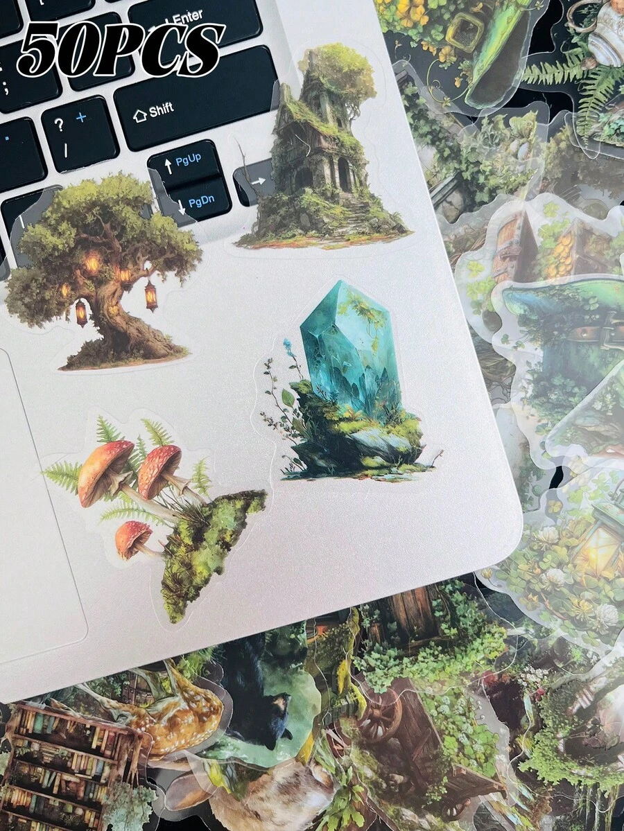 50pcs Forest Aesthetic Stickers DIY Planner Journal Scrapbook Notebook Laptop Water Bottle Waterproof Decorative Decals