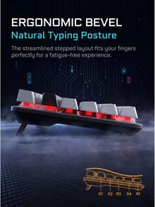 Acer OKW132 Wired Mechanical Keyboard: Premium Mechanical Switches, Backlit Keycaps; Metal Panel Is Wear-Resistant And Scratch-Resistant, Ergonomic Design For A Comfortable Typing Experience, USB Plug-And-Play For Easy Connection - View 6