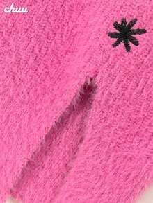 CHUU 女款字母刺繡針織毛衣 秋冬基礎款 不對稱寬鬆開衩下擺 - 粉色 - 查看 9
