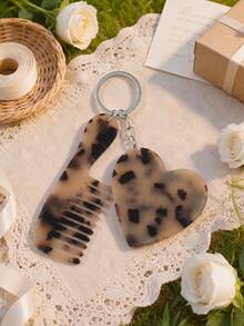 1pc Customized Laser Engraved Personalized Valentine's Day Heart Small Mirror Small Comb Decorative Keychain, Motel Keychain, Vintage Hotel Keychain, Women's Customized Name Car Keychain, Cute Bridesmaid Proposal Gift Keychain - Multicolor - View 16