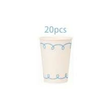 10/20/50 Pcs,Soft Blue And Off‑White Scroll Trim Disposable 9oz Paper Cups,Delicate Curved Loop Border Pattern Party Cups,Lightweight Disposable Drink Cups,For Gender Reveal Party,Nautical Theme,Engagement Party,Spring Celebration,BabyShower - Blue - View 11