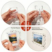 9/4/2pcs Acrylic Magnetic Refrigerator Photo Frames, 2.6 X 3.9 Inch Transparent Wavy Edge Acrylic Photo Frames, Suitable For Mini And Wallet Size Photos, Transparent Refrigerator Magnet Photo Display Stand, Wallet Size Photo Frame, Refrigerator Decoration - Multicolor - View 6