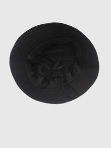 1pc Unisex Solid Color Bucket Hat With Rope, Lightweight Fashionable Sun Hat For Outdoor Travel, Hiking, Climbing, Casual Sports, Suitable For All Ages, Summer Sun Protection - NO2 Black - View 3
