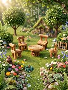5 Packs Mini Resin Chair Model Ornaments, Creative DIY Craft Accessories For Car Dashboard, Office Desk Decor, Fairy Garden, Outdoor Patio & Home Tabletop - A - View 4