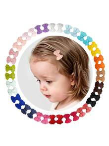 40pcs Baby Hair Clips Mini Spring Clips Macaron Color Bows, Non-Slip Hair Clips, Suitable For Newborn Fine Hair, Holiday Party Baby Hair Accessories - Multicolor - View 13