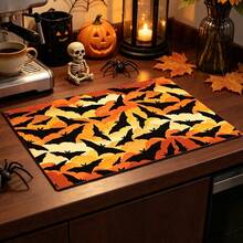 1pc Absorbent Bat Pattern Table Mat, Coffee Machine Mat, Halloween Home Kitchen Dish Drying Mat, Tabletop Protector, Creative Holiday Atmosphere Coaster, Multi-Scenario Kitchen Drain Mat, Multi-Purpose Drying Mat, Home Gift, Desktop Decoration - XYLSD-1003 - View 3