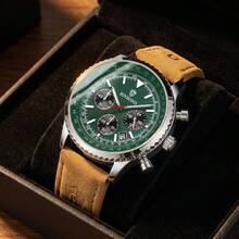 1pc Men's Casual Date Chronograph Quartz Watch, Waterproof Luminous Business Wristwatch, Suitable For Daily Life, Work, Fashion Gift, Souvenir - Multicolor - View 4