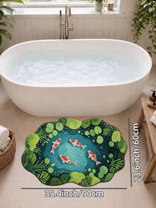 DAJIANG 1pc Lotus & Koi Fish Modern Carpet, Kitchen Rug, Hallway Rug, Bathroom Rug, Indoor/Outdoor Bedroom Hallway Living Room Bedside Floor Mat, Machine Washable Easy Clean Non-Slip Backing, Bathroom Autumn Decor Holiday Rug - Multicolor - View 12