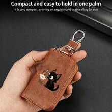 Retro Halfpullmen's PU Keybag With Cute Cat Flower Patterns,Men'scarr Emotekeystorage Bag,2D Printing, Men's Gift,Father'sDaygift,Valentine's Day Gift - Multicolor - View 6