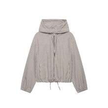 Liorin Autumn New Women's European And American Style Fashion Minimalist Versatile Plaid Hooded Jacket - Lattice - View 2