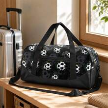 Tas Travel Bermotif Sepak Bola dengan Resleting, Dua Pegangan Atas, Tali Bahu yang Dapat Diatur, dan Kantong Depan, Tas Olahraga Sepak Bola Kapasitas Besar yang Dirancang untuk Anak Laki-laki dan Anak-anak, Cocok untuk Latihan Tim, Olahraga di Gym, Berkemah, Kompetisi Permainan, dan Perjalanan Singkat Akhir Pekan - SEPAKBOLA-2 - View 5
