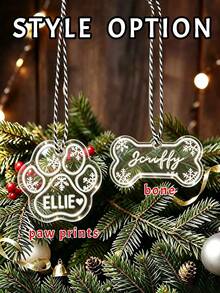 LICVIC Custom Paw Print Bone Christmas Ornament, Personalized Pet Name Tree Decor, Festive Snowflake Holiday Style, Customized Name Christmas Hanging Ornament, Customizable Pet Keepsake, Christmas Tree Decoration, Christmas Gift 2026, Pet Keepsakes, Family - White - View 3