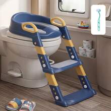 Senmeo Kids Potty Training Seat, Foldable Toddler Toilet Seat With 6‑Height Adjustable Step Stool, Splash Guard, Anti‑Slip Pads & Soft Cushion For Boys Girls - Blue - View 2