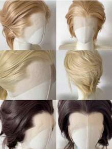 Tóc giả ngắn 13*1 Lace Front, tóc giả sợi tổng hợp 12 inch chưa tạo kiểu, phù hợp để luyện tập tạo kiểu tóc giả, làm tóc giả cho người mới bắt đầu, cosplay cho người mới bắt đầu, nhiều màu sắc, Halloween - Nhiều màu - Xem 2