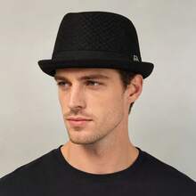 British Style Men's Jazz Hat Breathable Mesh Flat Brim Fedora Foldable Sun Hat Unisex All Season Wear - A - View 3